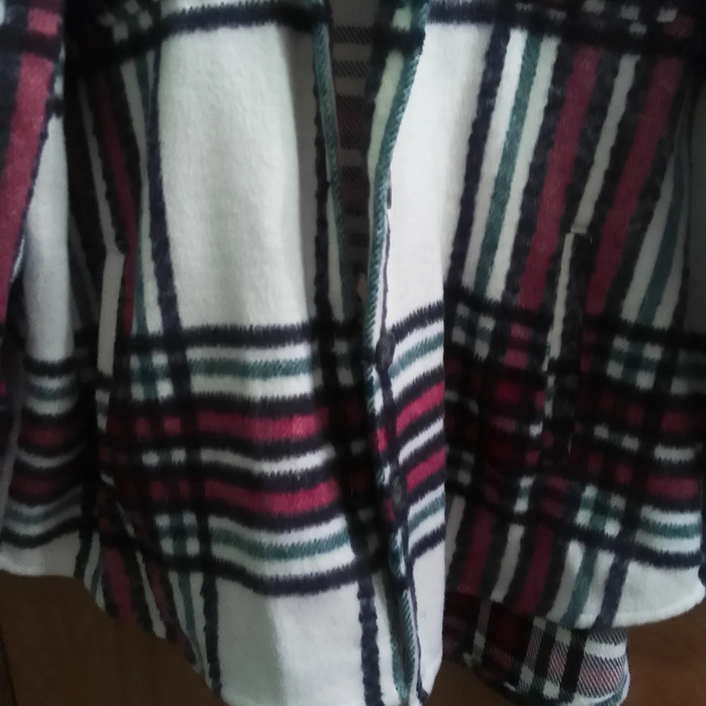 Natural Reflections Plaid Teddy Jacket/ Flannel Shacket in Red, Black, and White